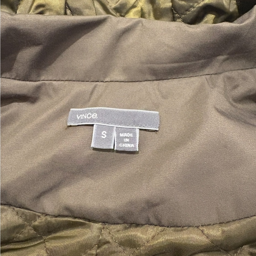 Vince Olive Bomber Jacket with genuine fur hood - Picture 5 of 12